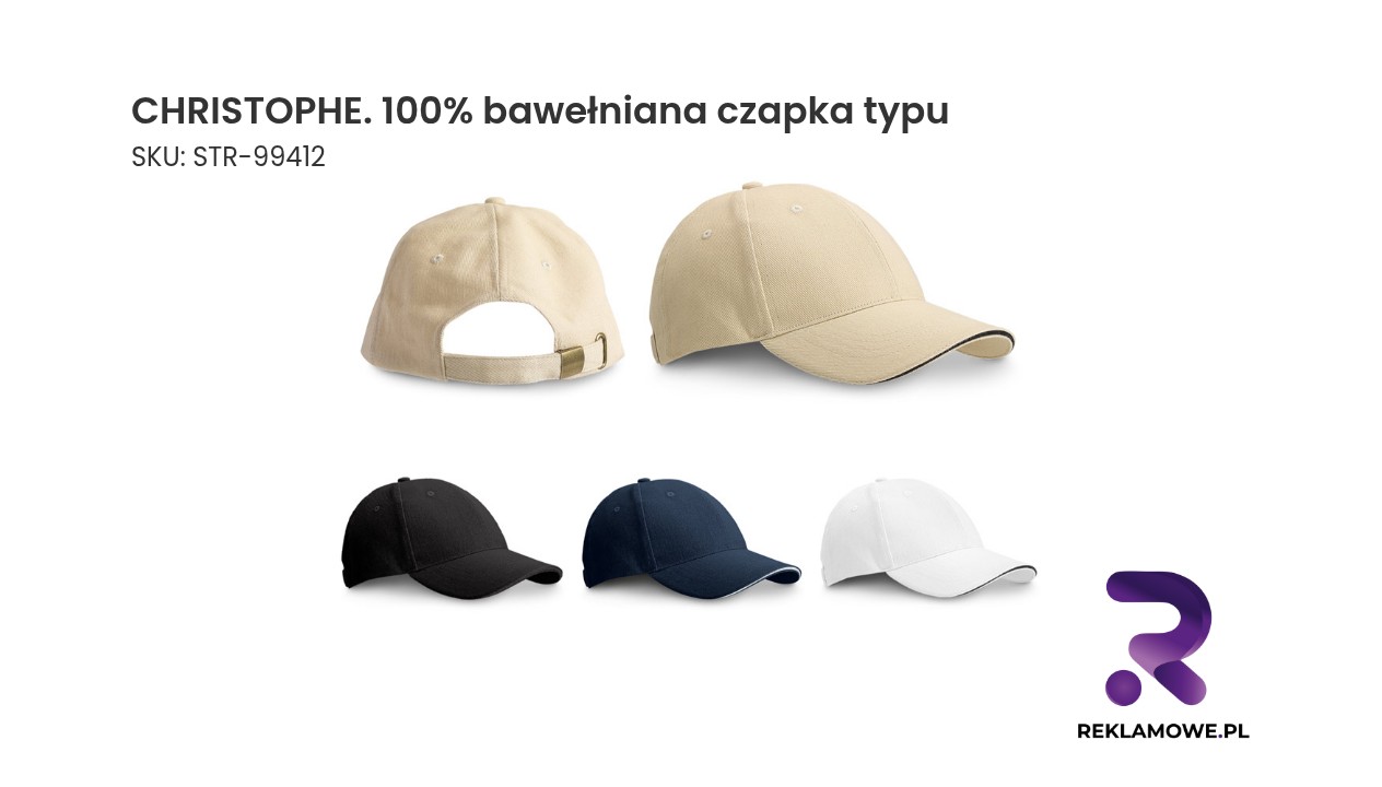 CHRISTOPHE. 100% bawełniana czapka typu sandwich (260 g/m²) CHRISTOPHE 100% bawełniana czapka typu