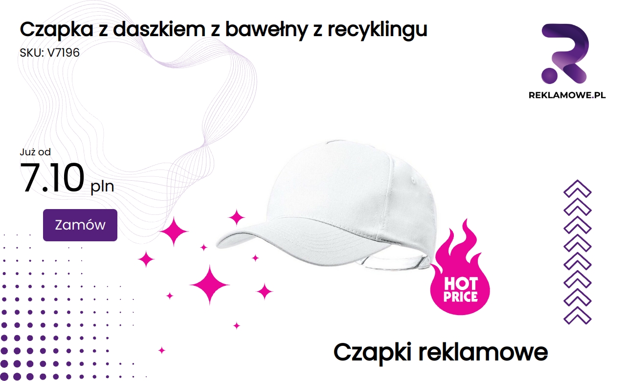 Czapka z daszkiem wykonana z recyklingowanej bawełny