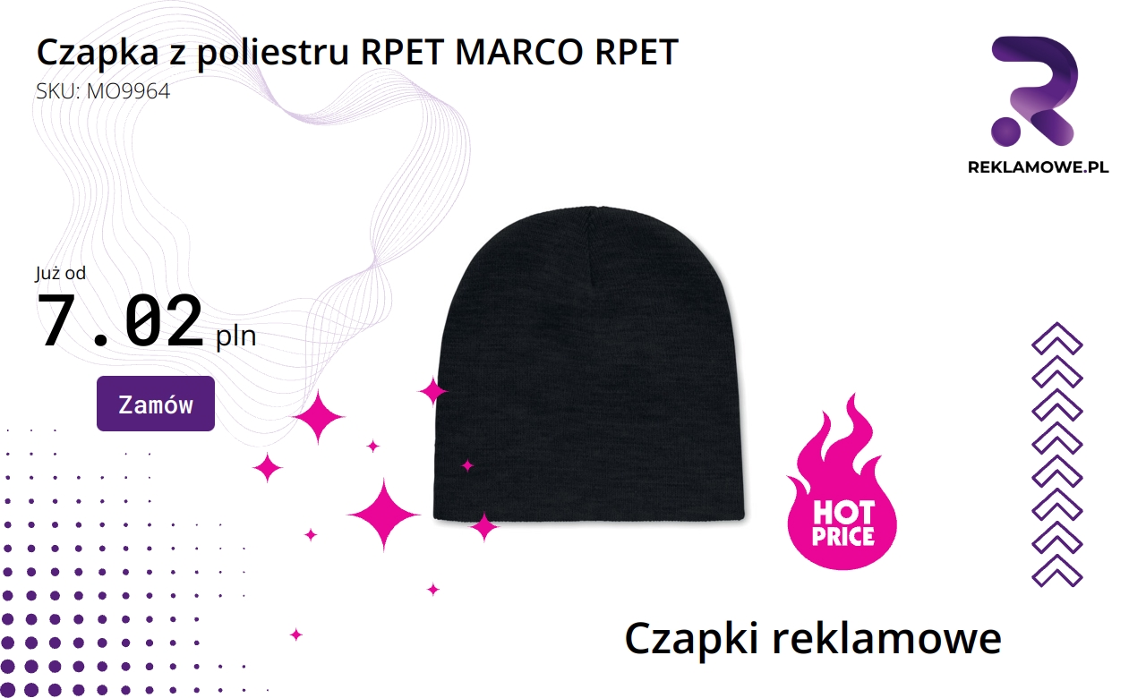 Czapka wykonana z poliestru RPET, model MARCO