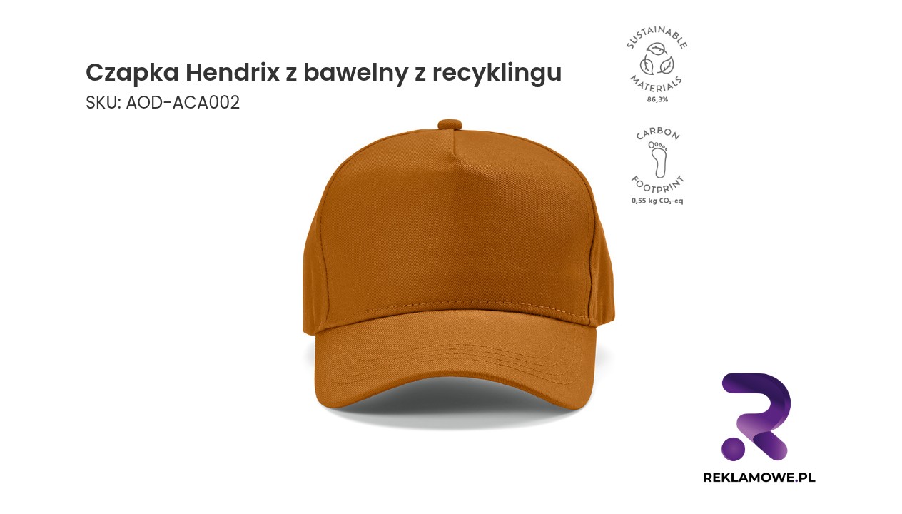 Czapka Hendrix z bawelny z recyklingu 280 gsm Czapka Hendrix z bawełny z recyklingu – ekologiczna czapka bawełniana