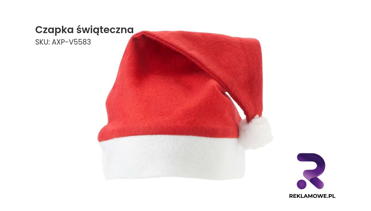 Czapka świąteczna Czerwona czapka świąteczna z białym pomponem